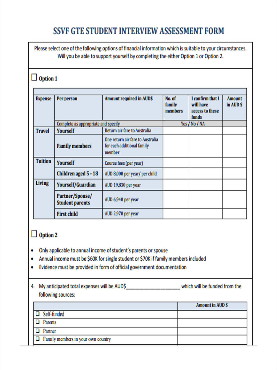 interview assessment sample form