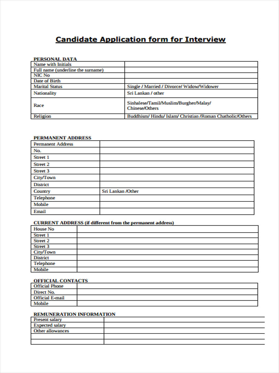 FREE 26+ Interview Forms in PDF| Ms Word | Excel