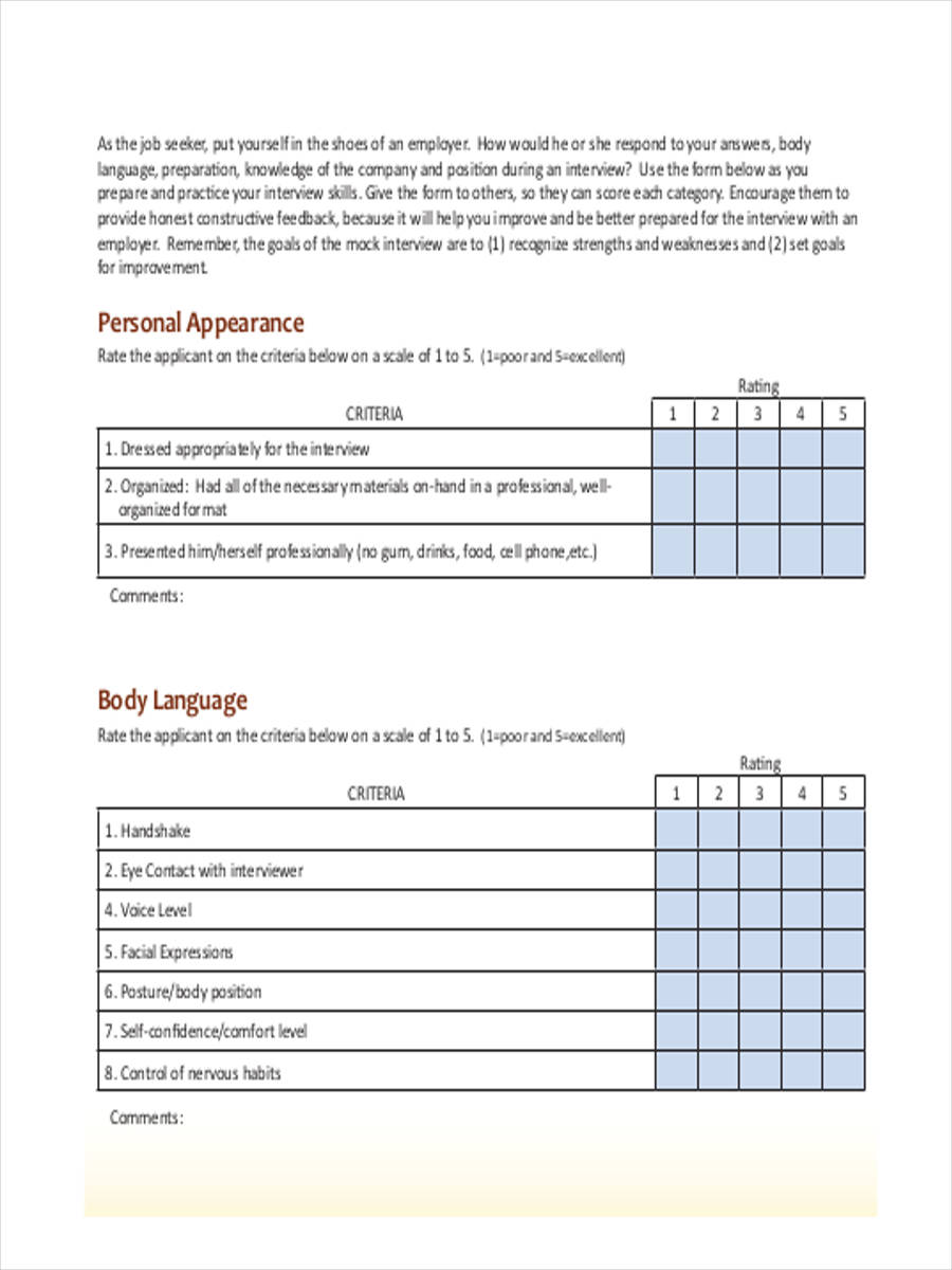 FREE 20+ Interview Feedback Form Examples in PDF | MS Word