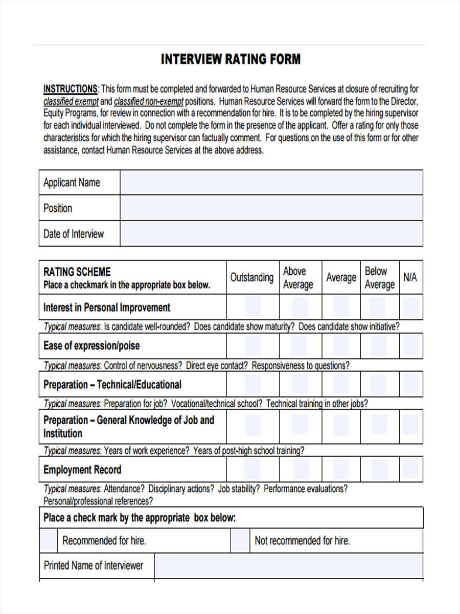 FREE 26+ Interview Forms in PDF| Ms Word | Excel