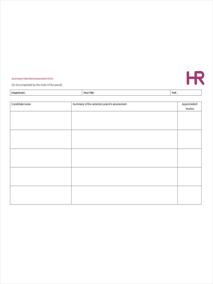 interview summary form