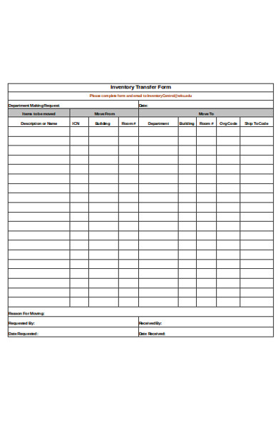 FREE 6 Inventory Transfer Forms In PDF MS Word Excel FREE 6 Inventory Transfer Forms In PDF MS Word Excel