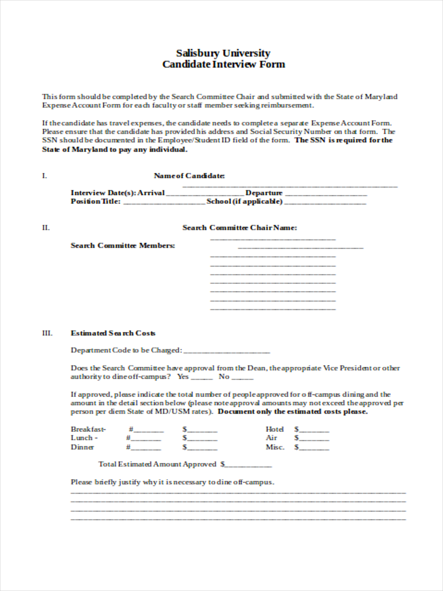 FREE 40+ Interview Forms in MS Word | PDF | Excel