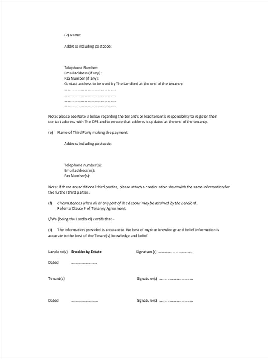 FREE 7+ Tenancy Deposit Forms in PDF