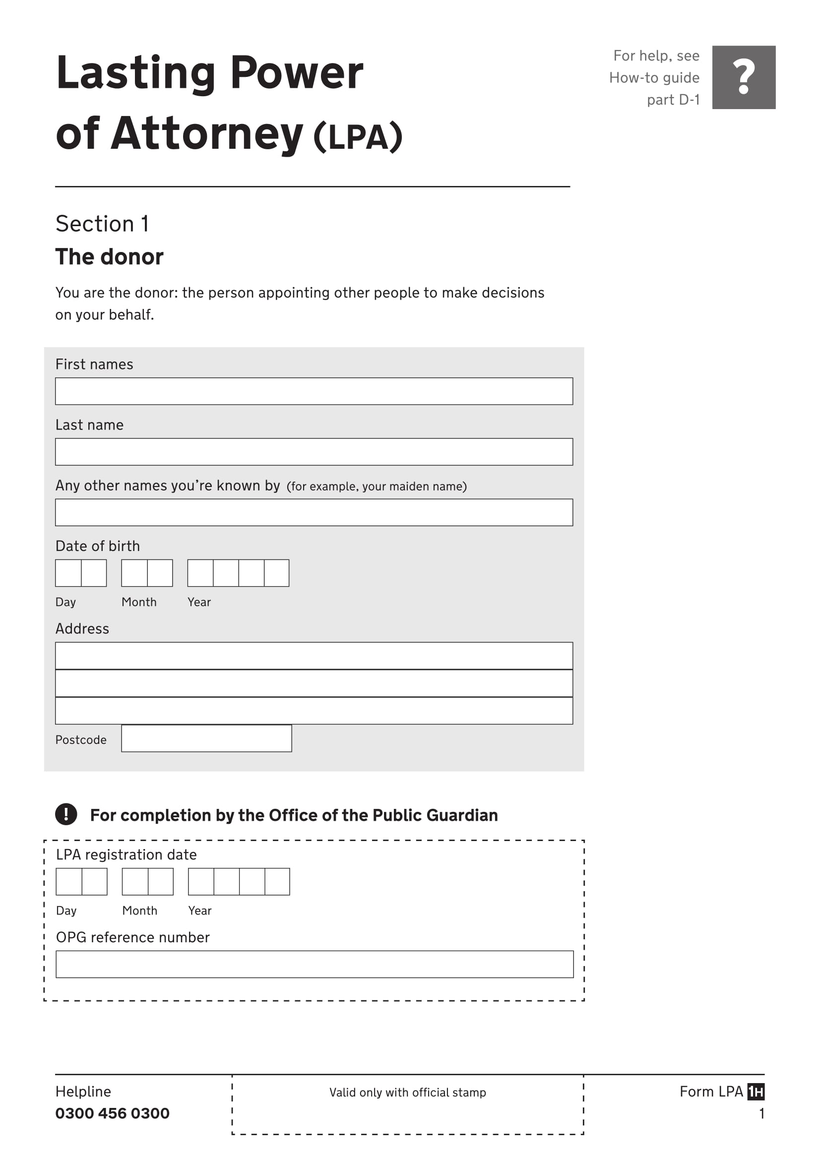 lasting power of attorney form 03