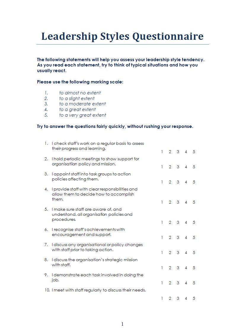 leadership style questionnaire