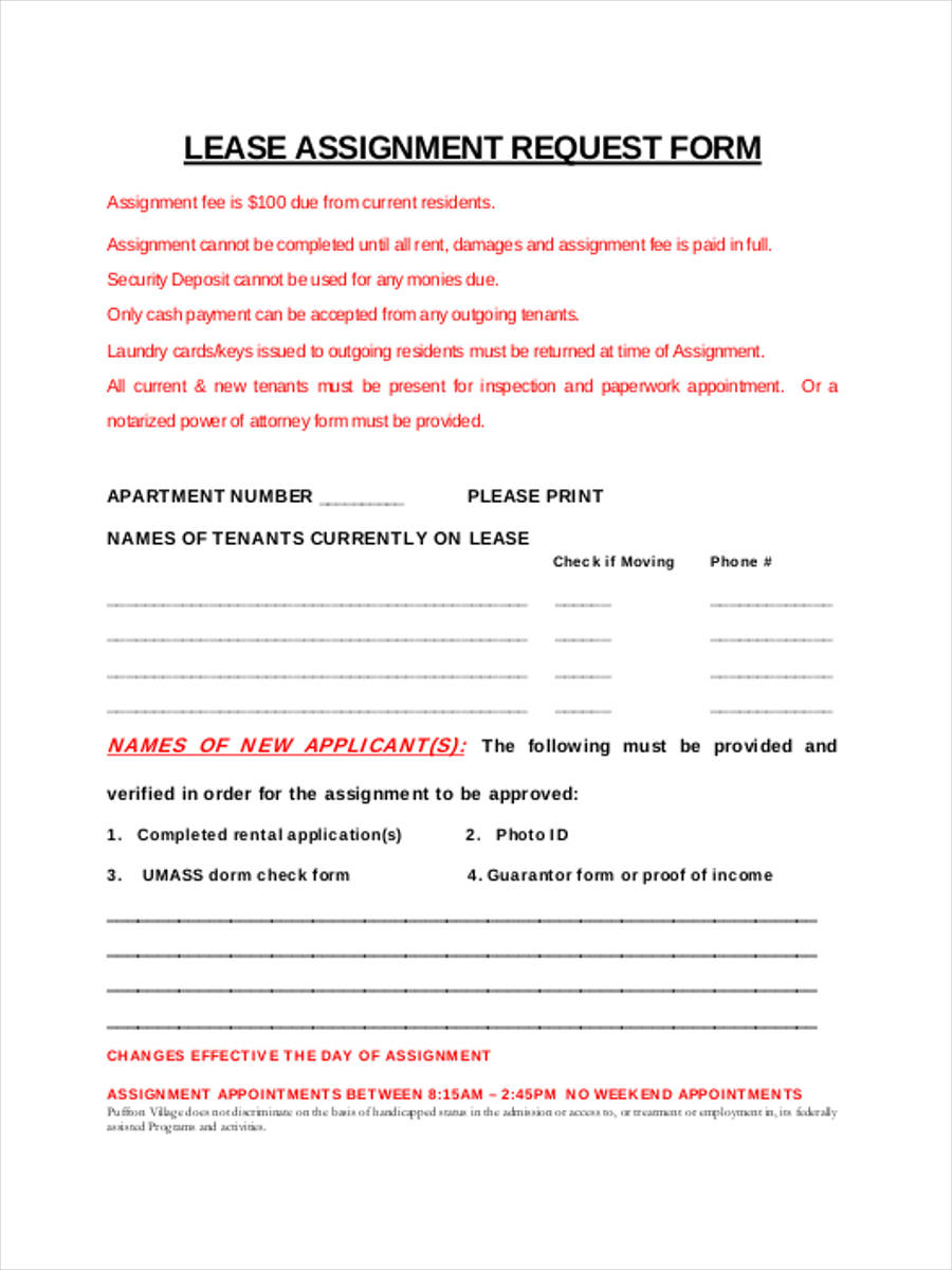 lease assignment request