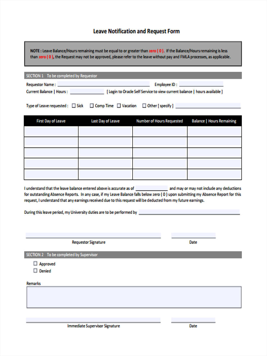 FREE 31+ Leave Request Forms in PDF | Ms Word | Excel