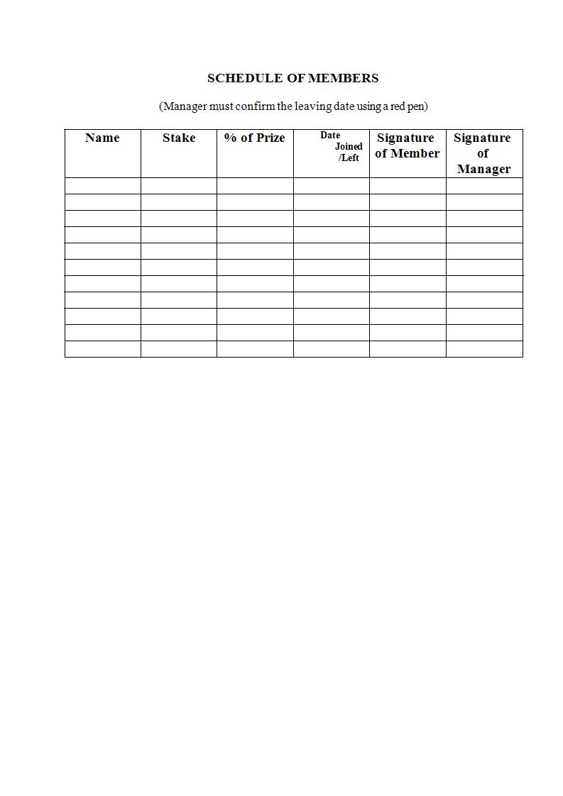 lottery syndicate schedule of members form