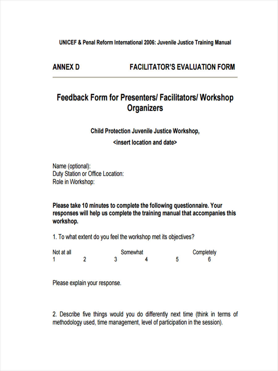 FREE 22+ Training Feedback Forms in PDF