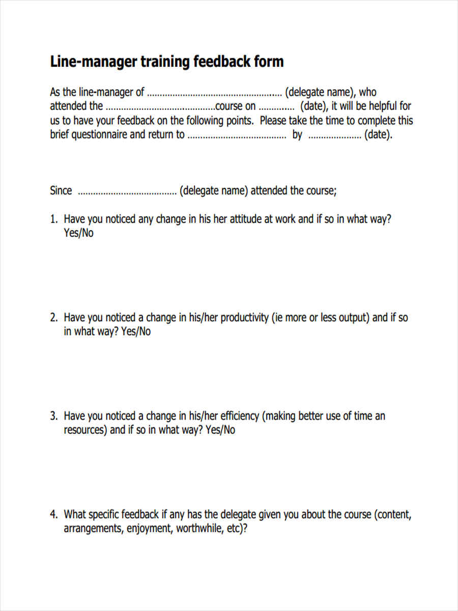 FREE 16+ Sample Training Feedback Forms in PDF | Ms Word | Excel