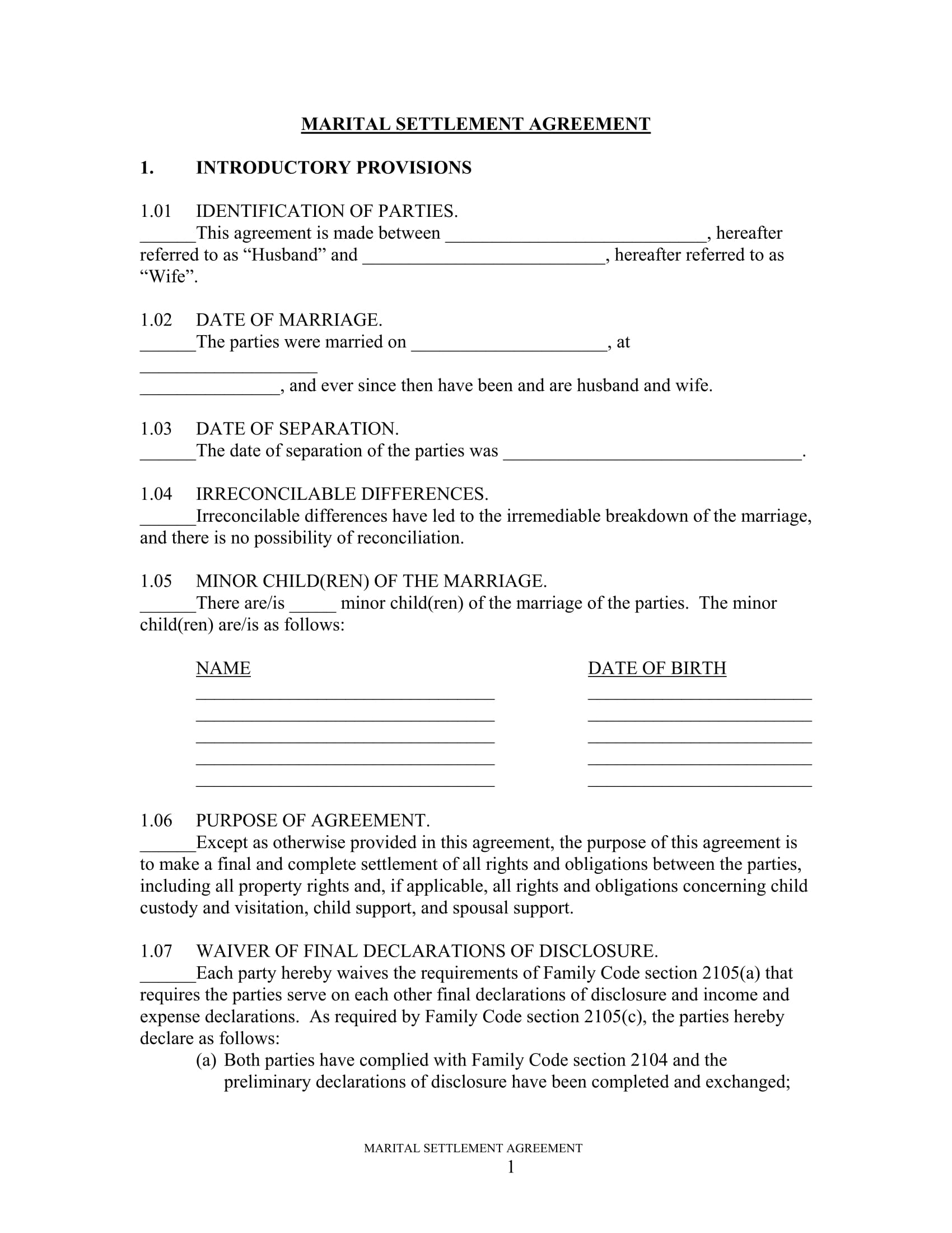 marital settlement agreement form 01