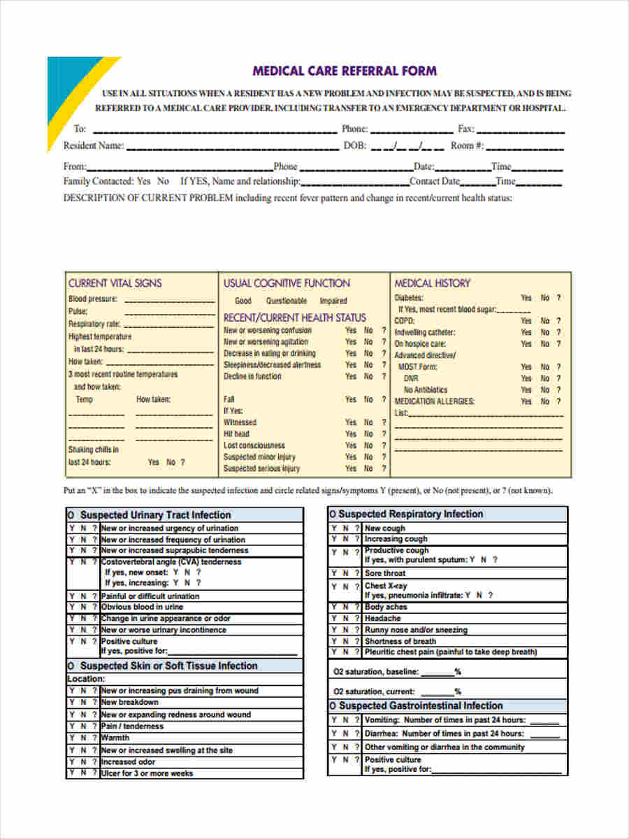 medical care referral sample form