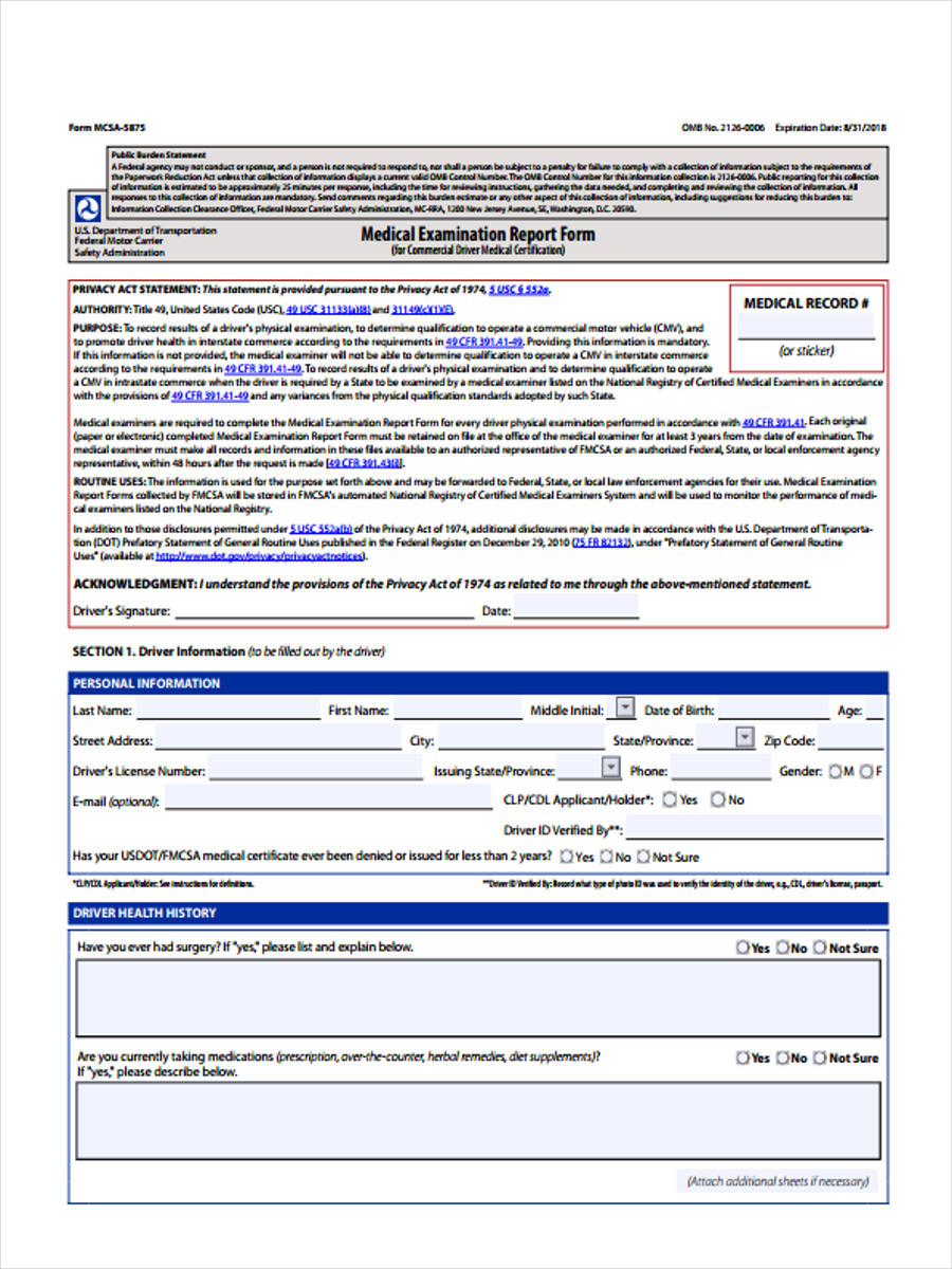 FREE 21+ Medical Report Forms in PDF  Ms Word