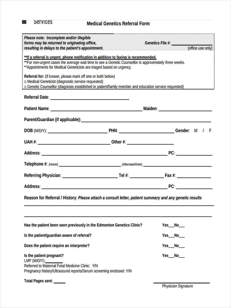 medical genetics referral form in pdf