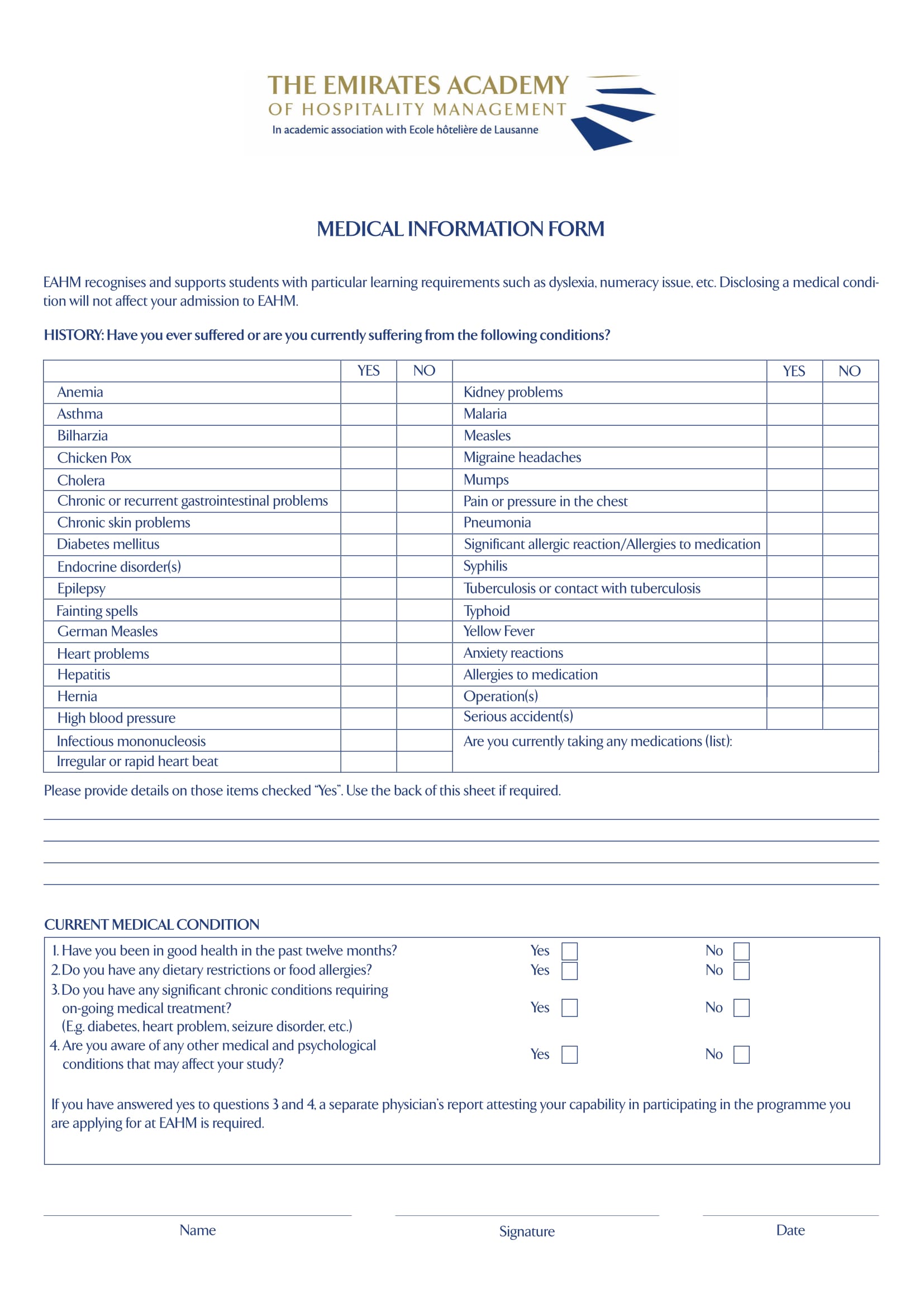 medical information form 1