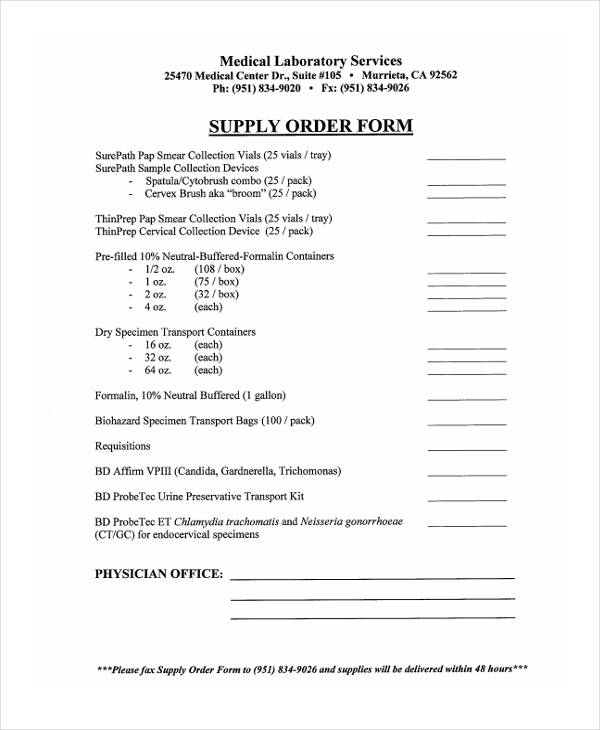 FREE 10+ Medical Order Forms in PDF Excel