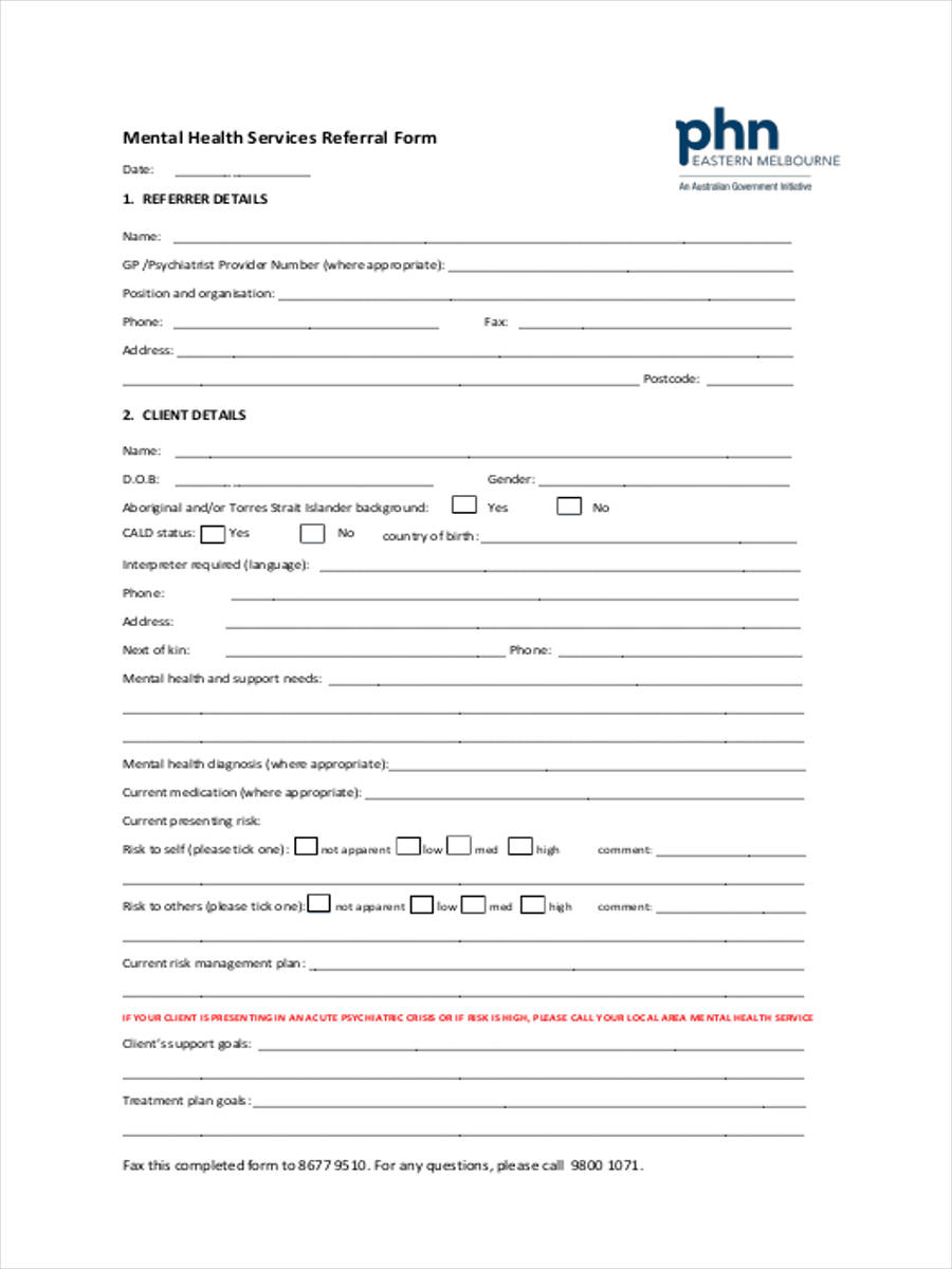 FREE 8+ Mental Health Forms in PDF | Ms Word