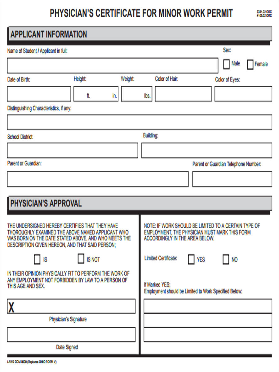 minor work permit physical application form