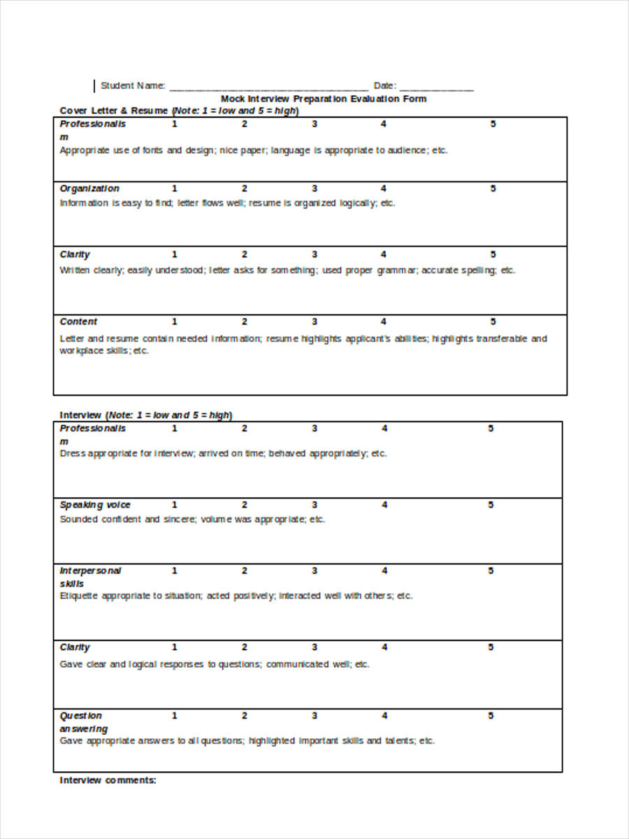 FREE 14+ Interview Evaluation Forms in MS Word | PDF | Excel