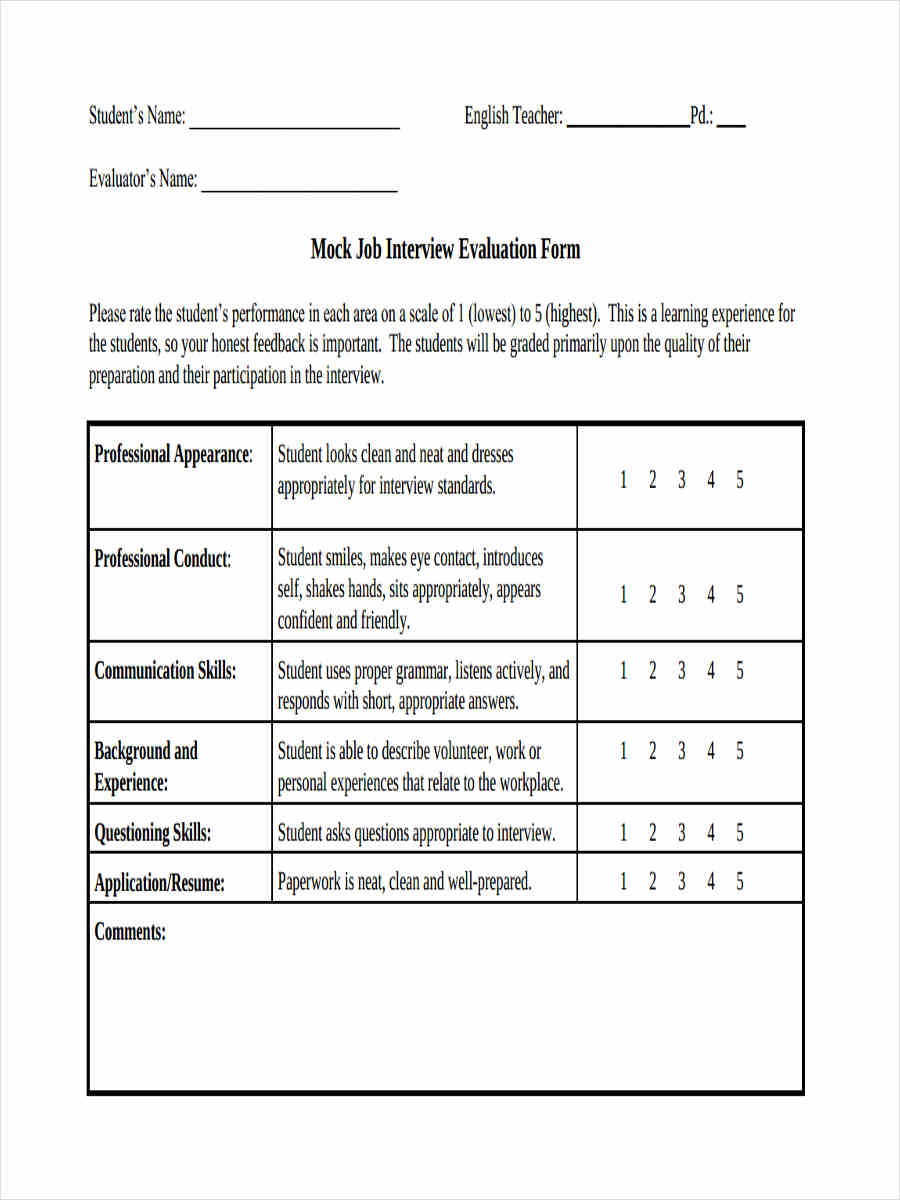Free 17 Interview Feedback Forms In Pdf