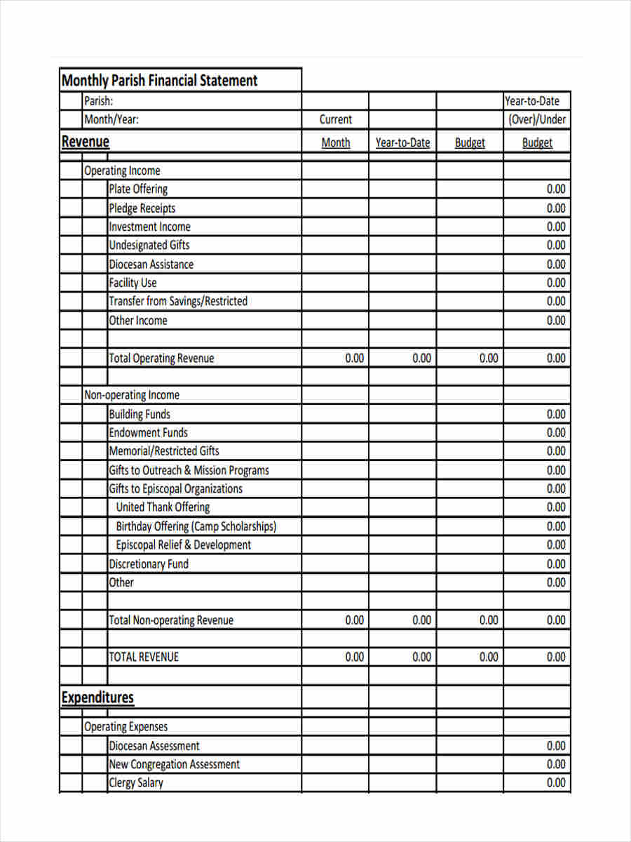 Monthly Financial Statement Template