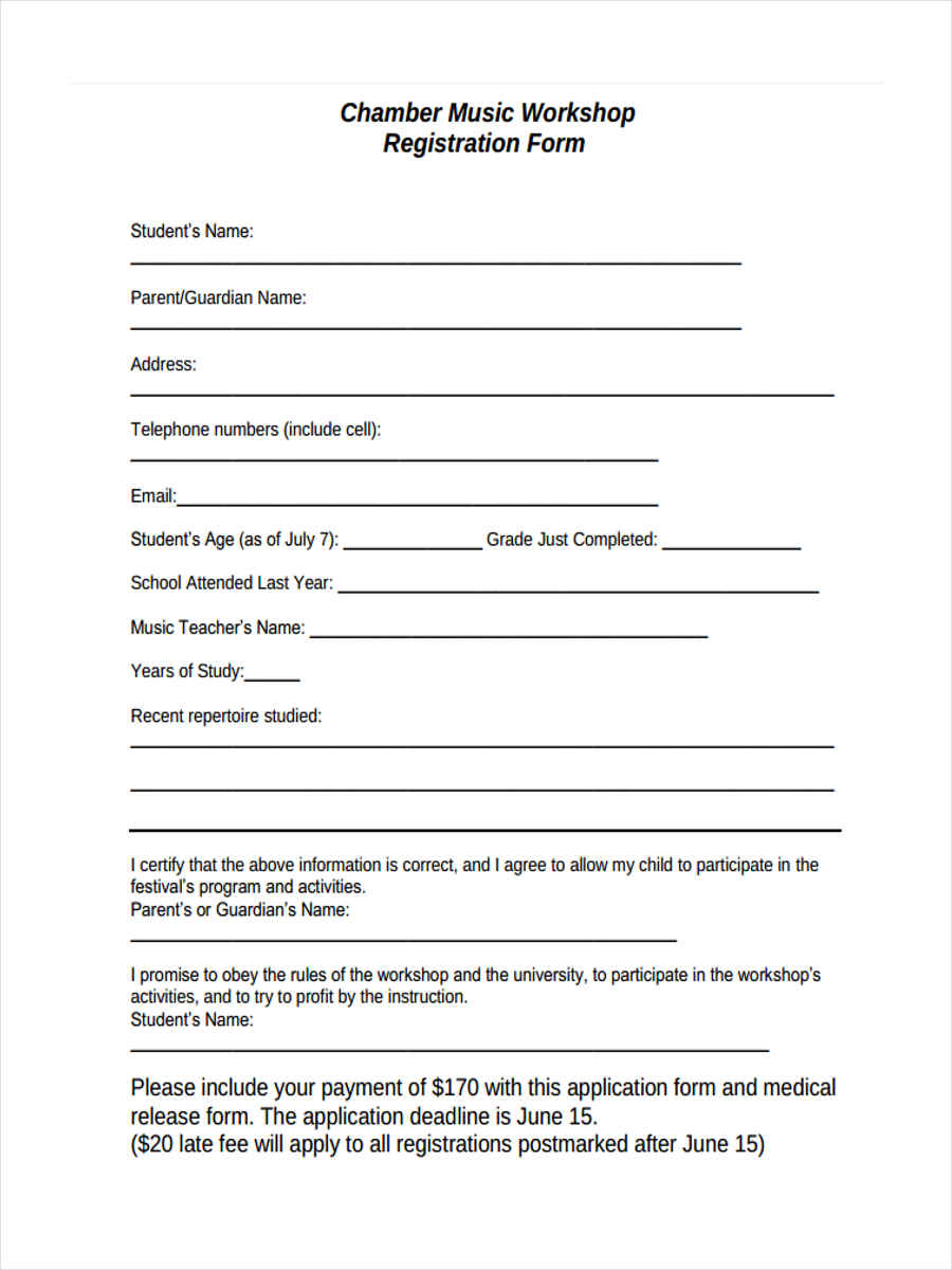 FREE 20+ Sample Workshop Registration Forms in MS Word  PDF With Registration Form Template Word Free