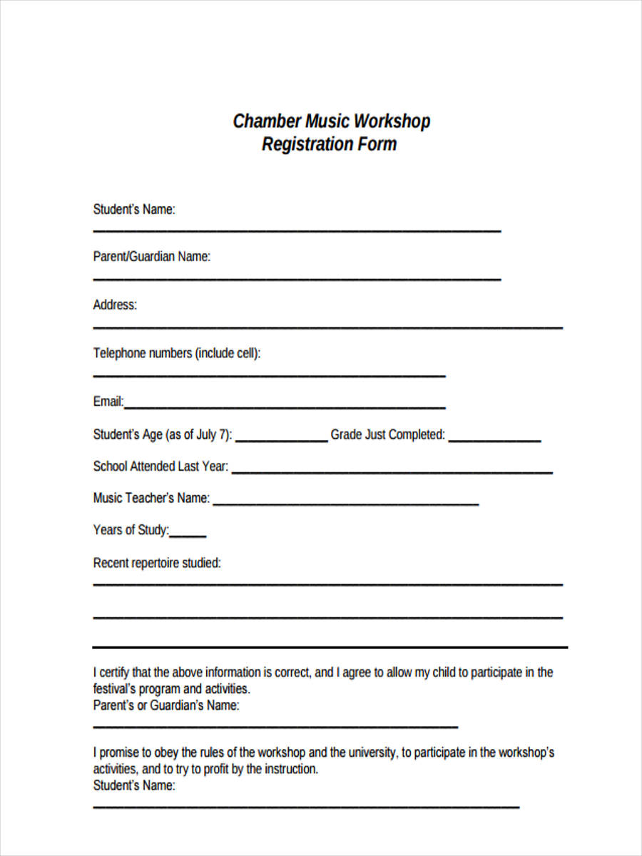 FREE 21+ Workshop Registration Forms in PDF Regarding Seminar Registration Form Template Word