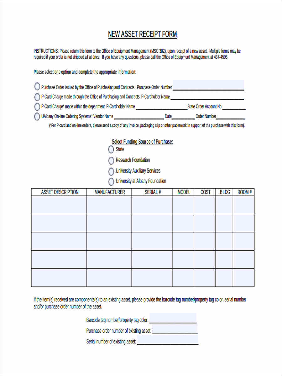 FREE 5+ Asset Receipt Forms in MS Word PDF