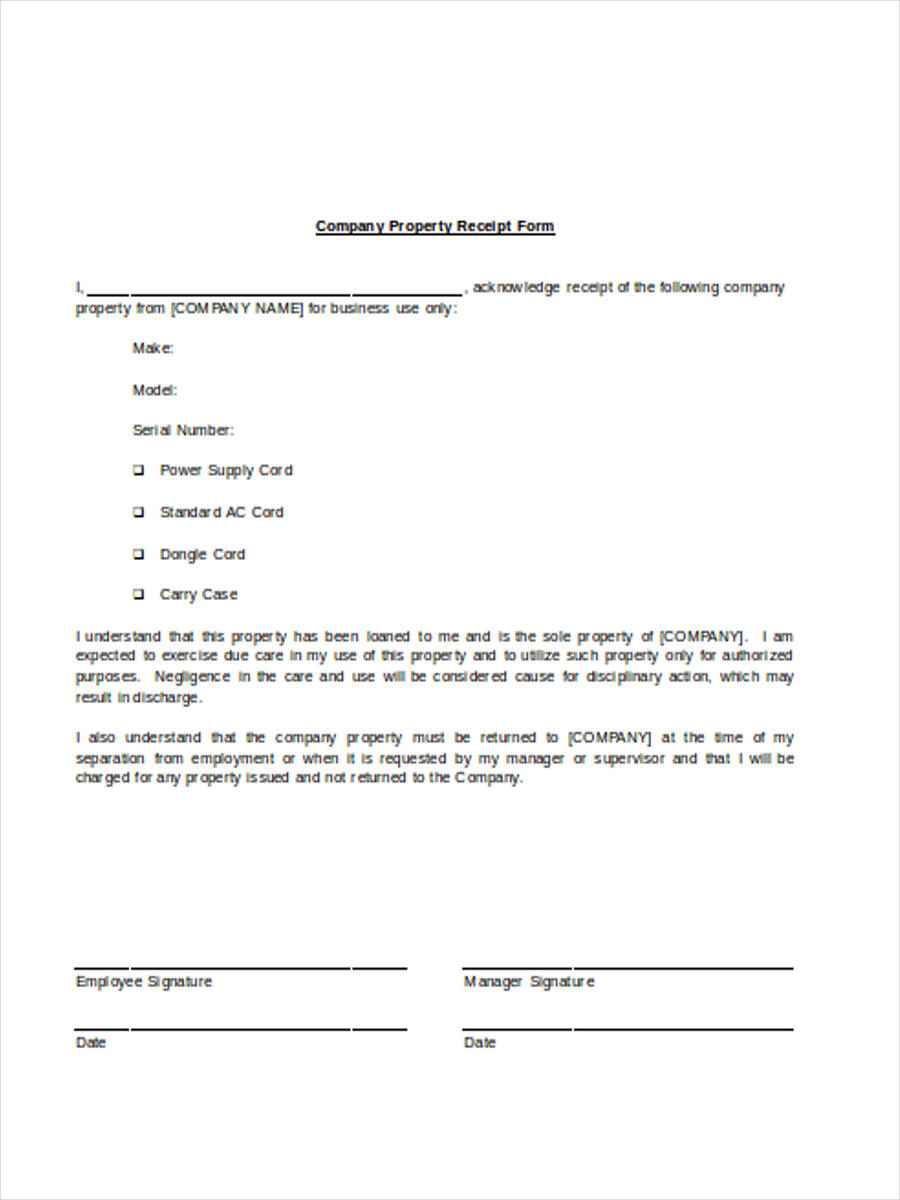 FREE 6+ Asset Receipt Forms in MS Word PDF