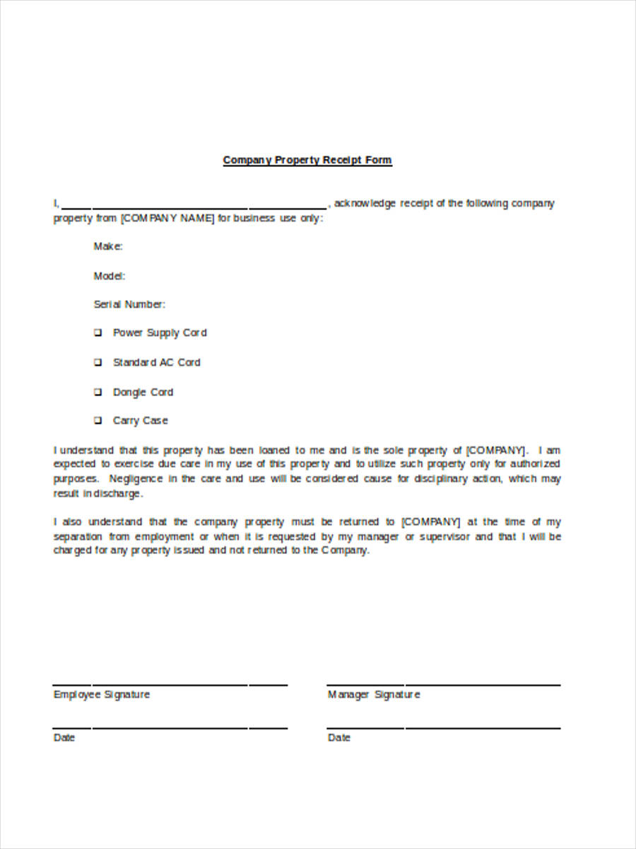 free 6 asset receipt forms in ms word pdf