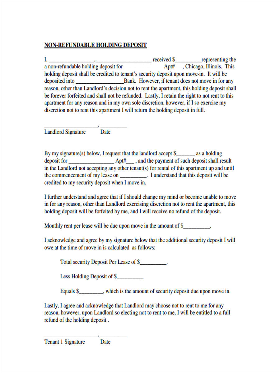 non refundable rental deposit form1