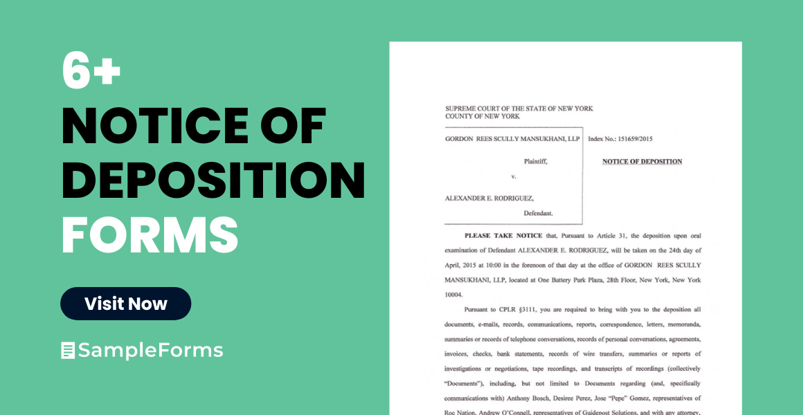 notice of deposition form