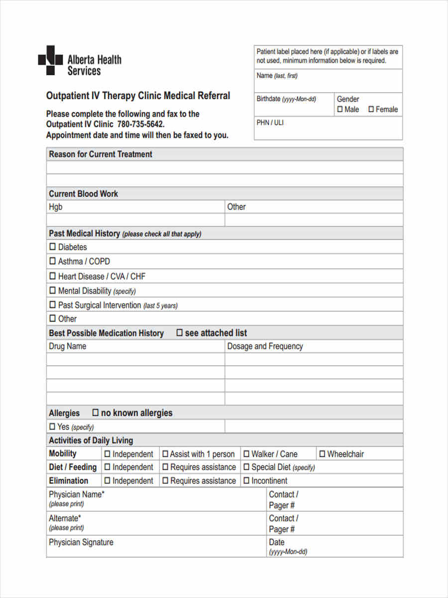 Free 7 Medical Referral Forms In Pdf Ms Word