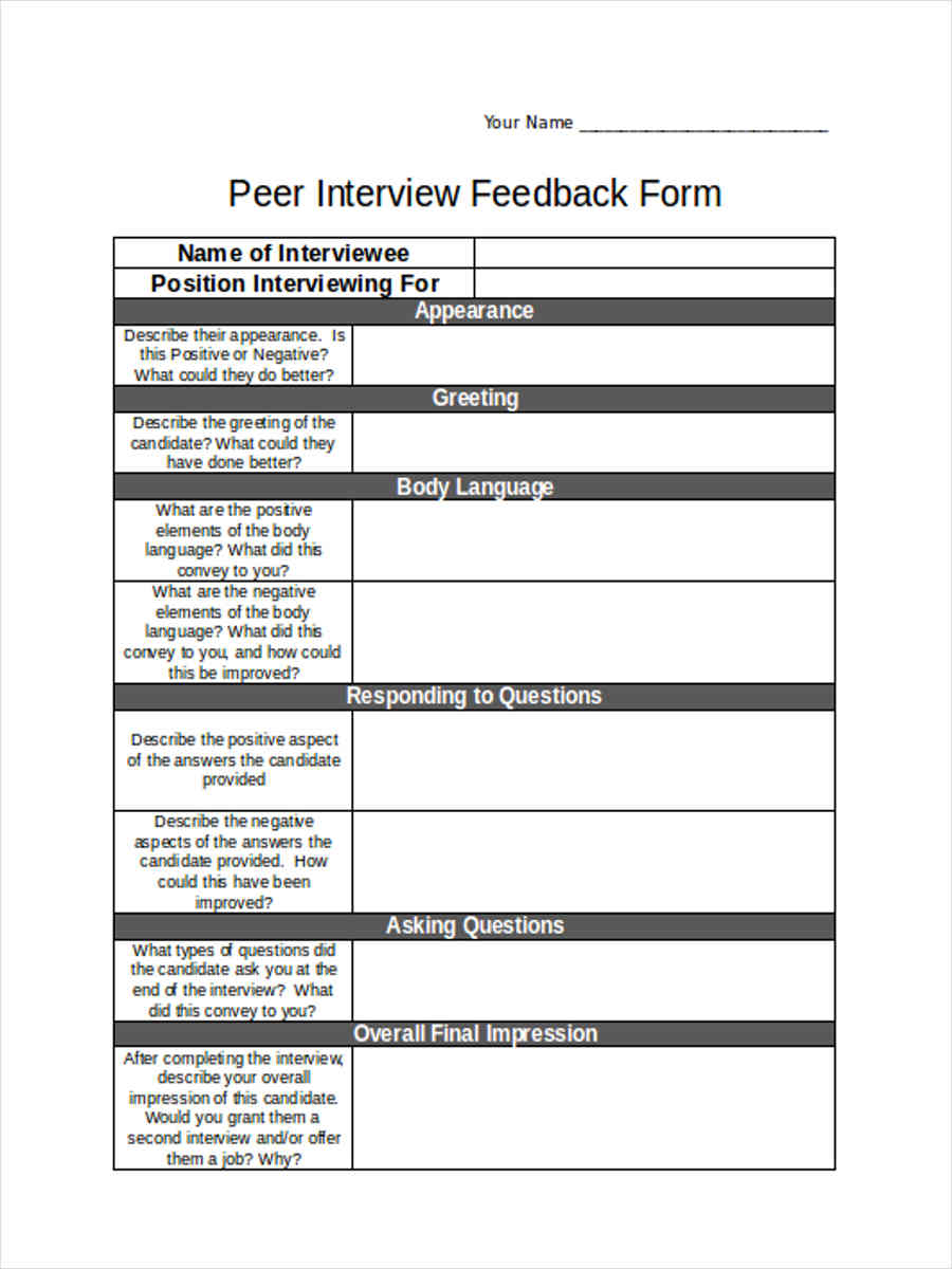 FREE 17+ Interview Feedback Forms in PDF