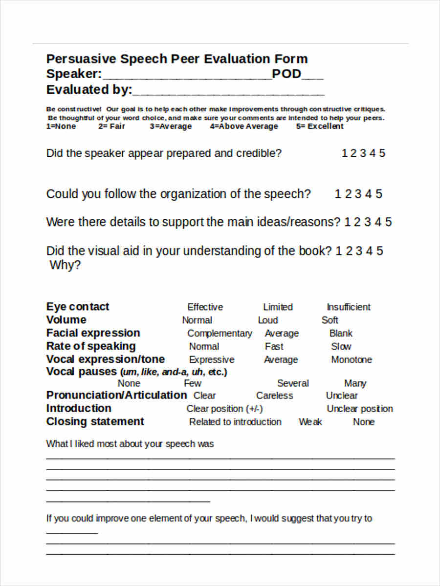 FREE 15+ Peer Evaluation Forms in PDF | MS Word