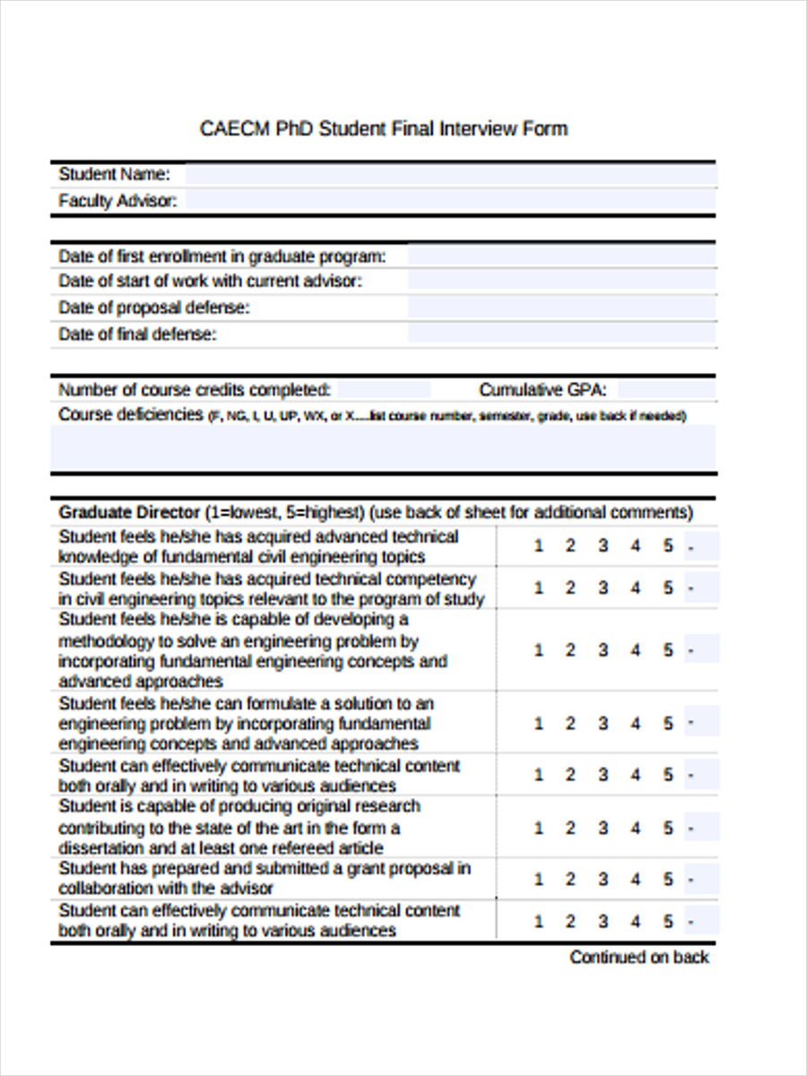 phd interview form