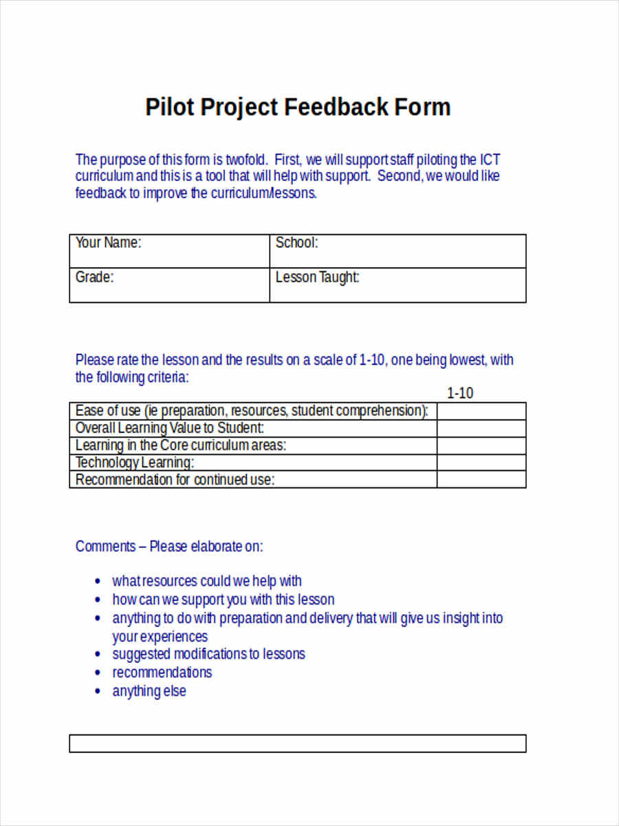 pilot project feedback