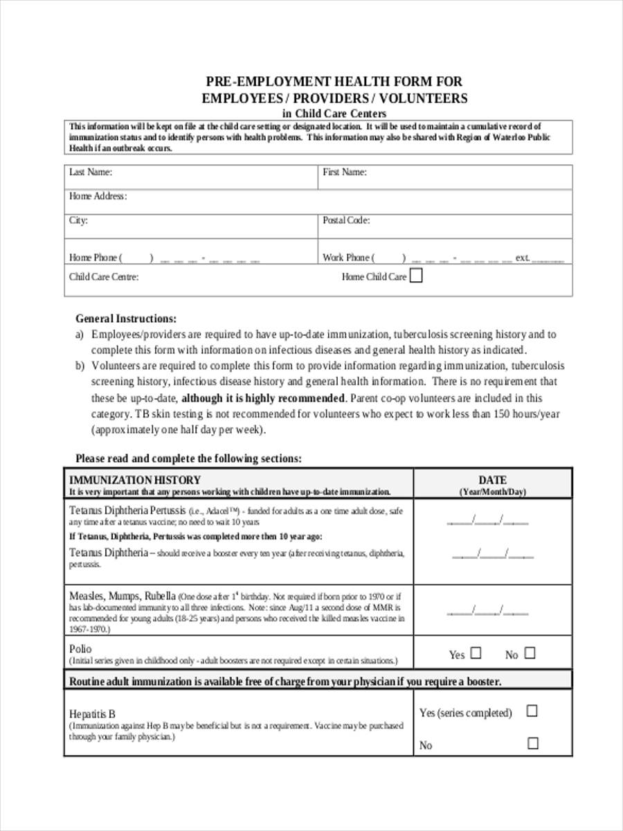 Health Form For Work FREE 12+Health Questionnaire Form Samples, PDF, MS Word, Google Docs