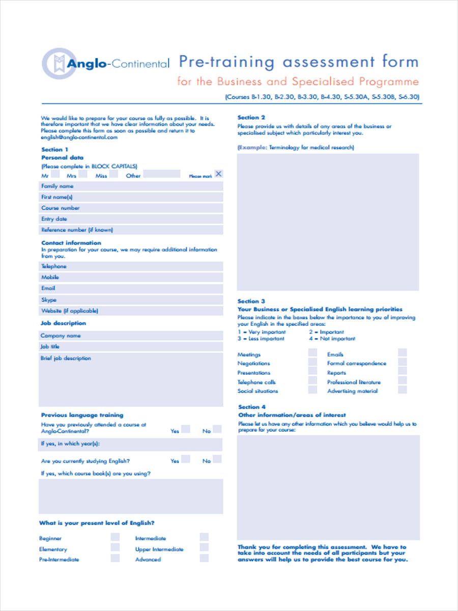Pre-training questionnaire  Download Scientific Diagram