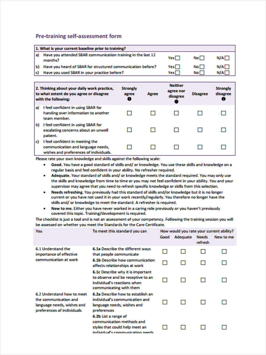 Pre Training Check In FREE 9+ Pre Training Assessment Form Samples, PDF, MS Word, Google Docs