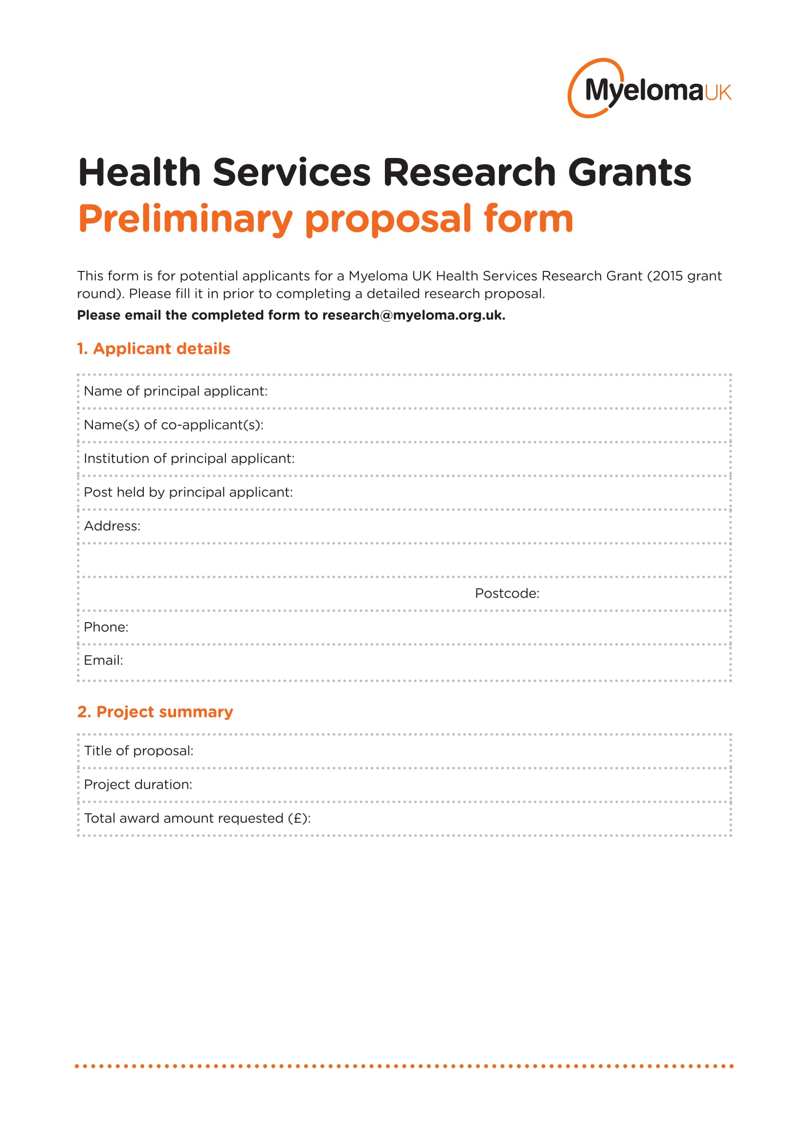 preliminary research proposal form 1