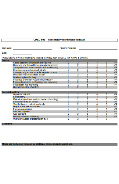 presentation feedback form