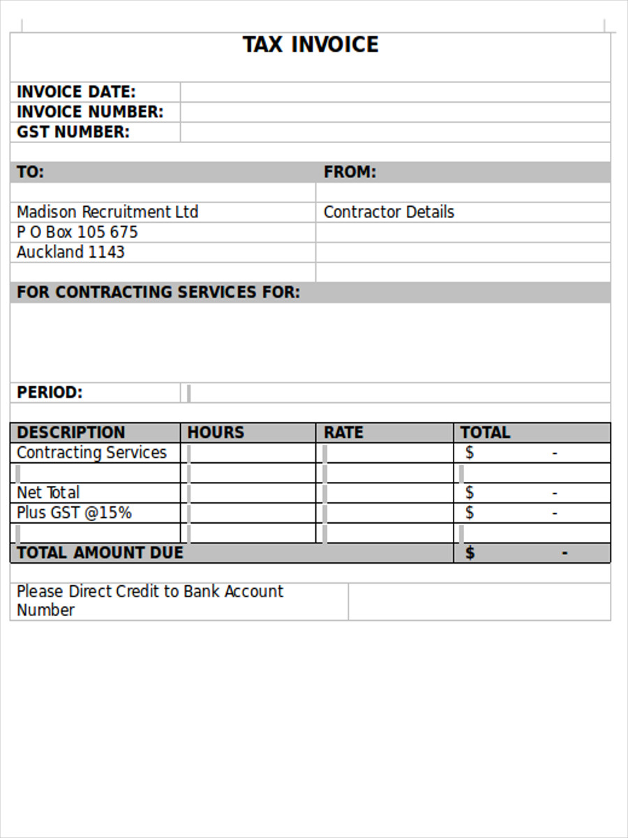 invoice general form Examples,  Receipt Forms 6 Samples, Contractor Formats in FREE