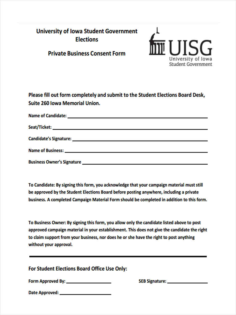 private business consent form