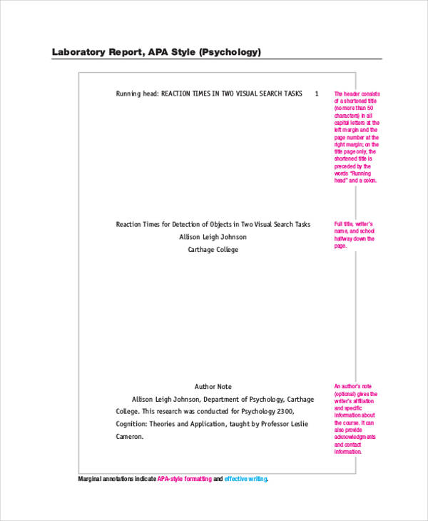 Lab Report In Apa Format