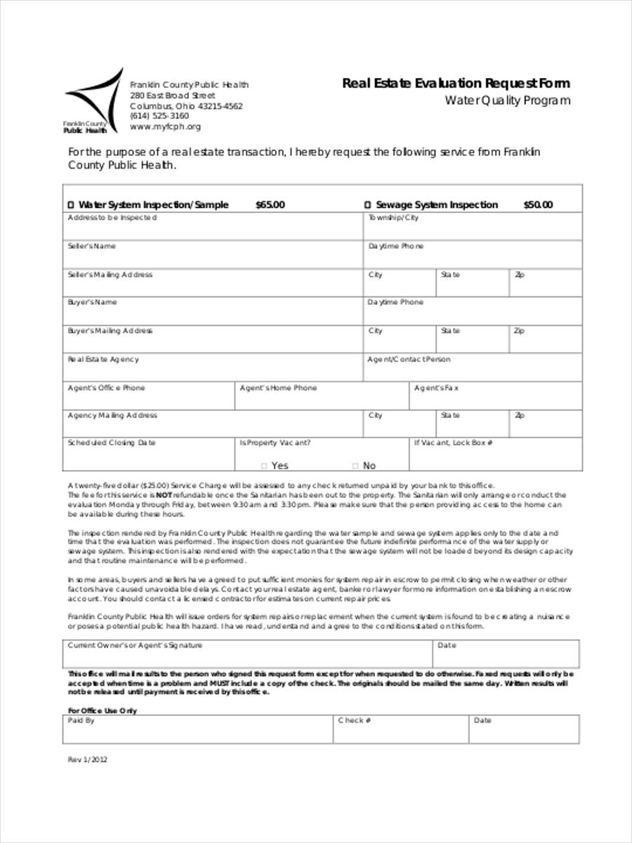 real estate evaluation request form