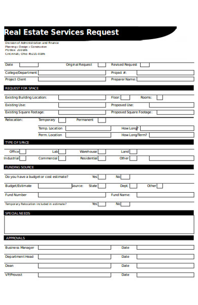real estate services request form