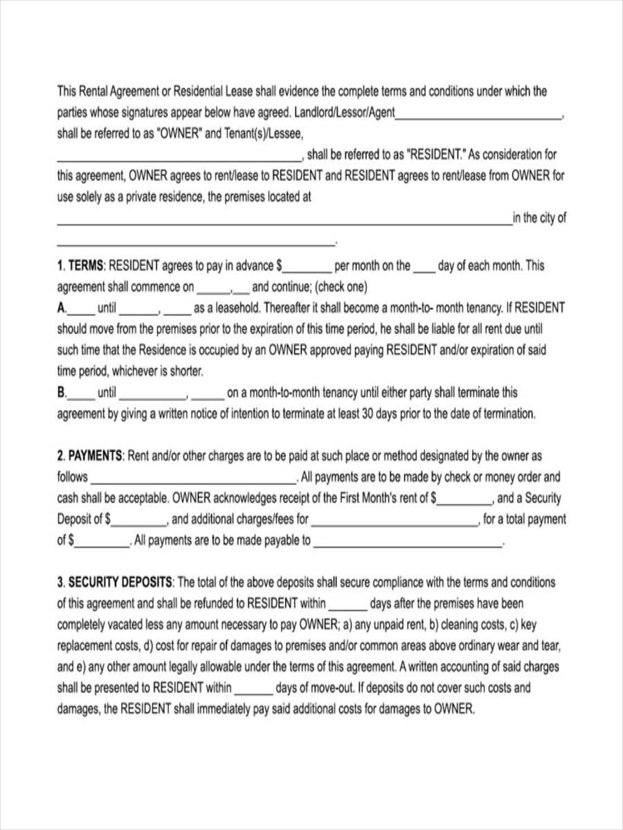 rental lease agreement