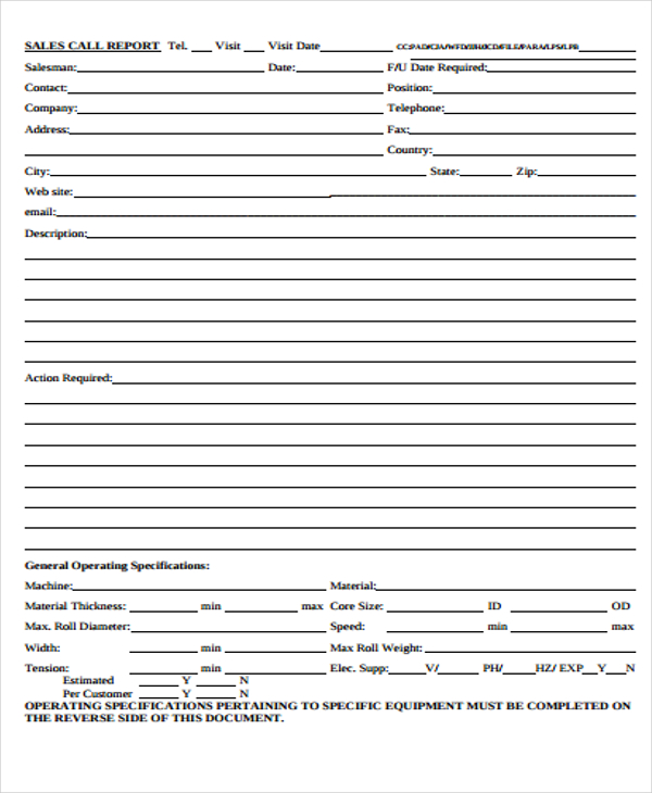 sales call report form